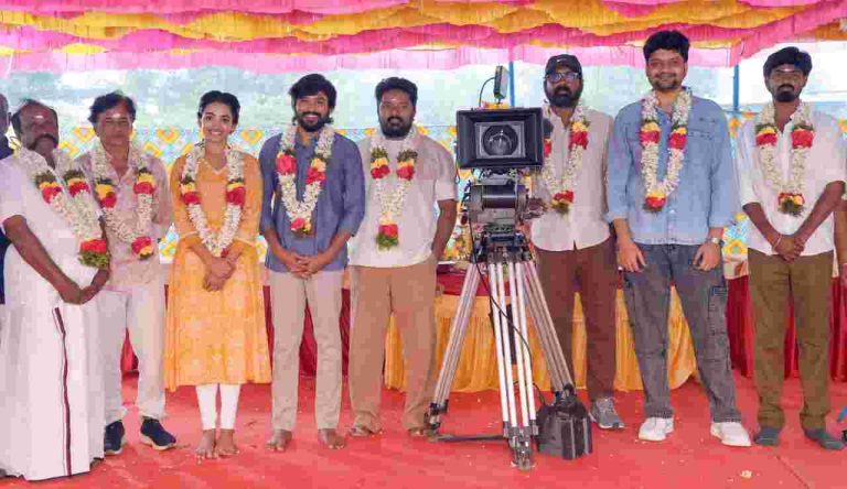 பாரத்- சான்வி மேக்னா நடிப்பில் சாந்தி டாக்கீஸ் அருண் விஸ்வா வழங்கும் படத்தின் படப்பிடிப்பு பூஜையுடன் தொடங்கியது!